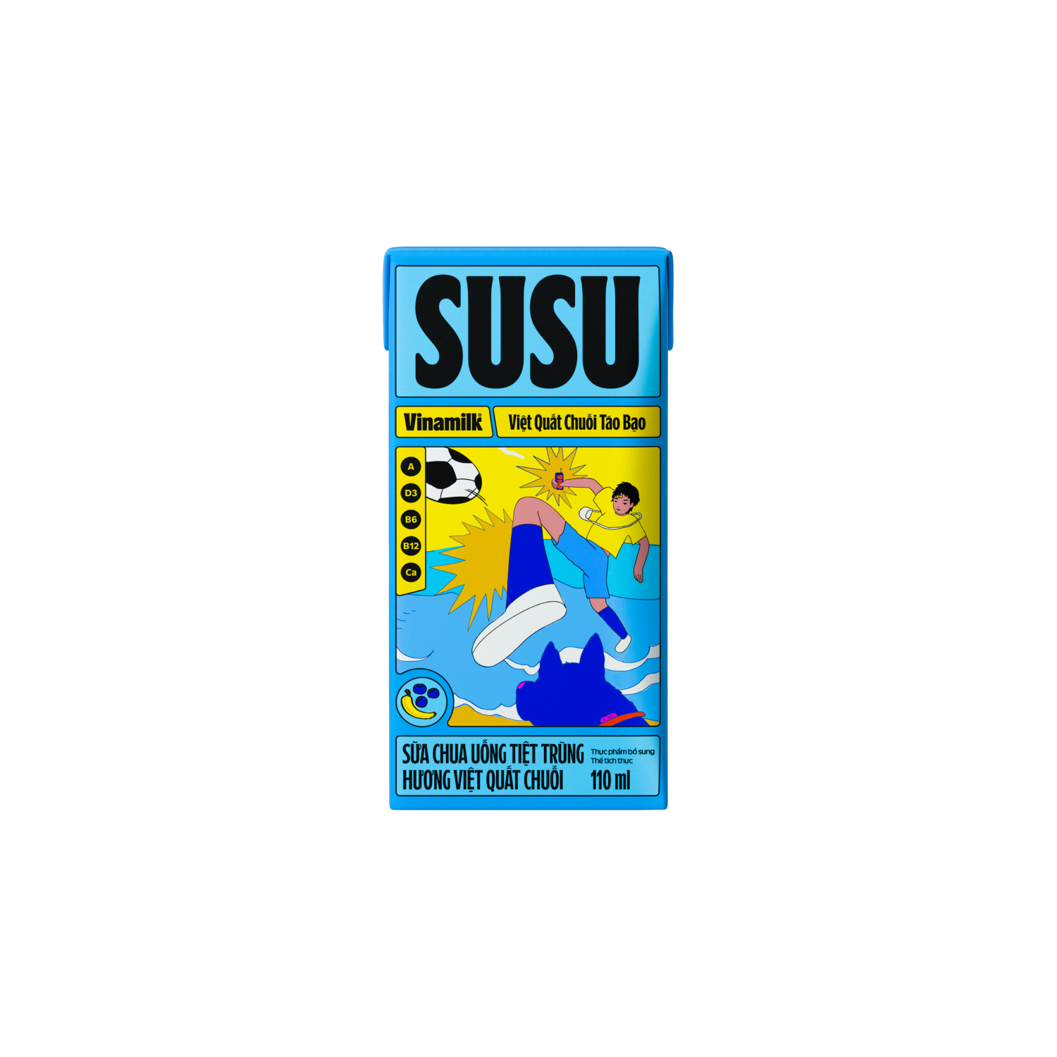 UHT Drinking Yoghurt SuSu Blueberry & Banana Flavours 110ml Carton of 48 Boxes