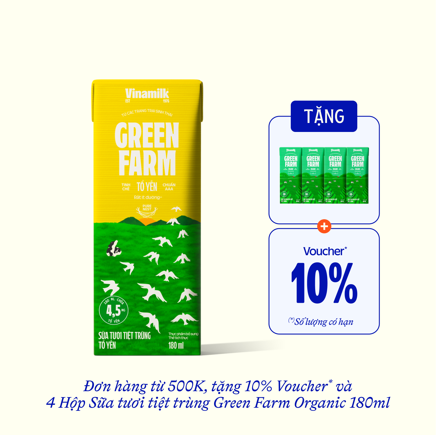 UHT Fresh Milk Green Farm Bird’s Nest 180ml Thùng 24 hộp