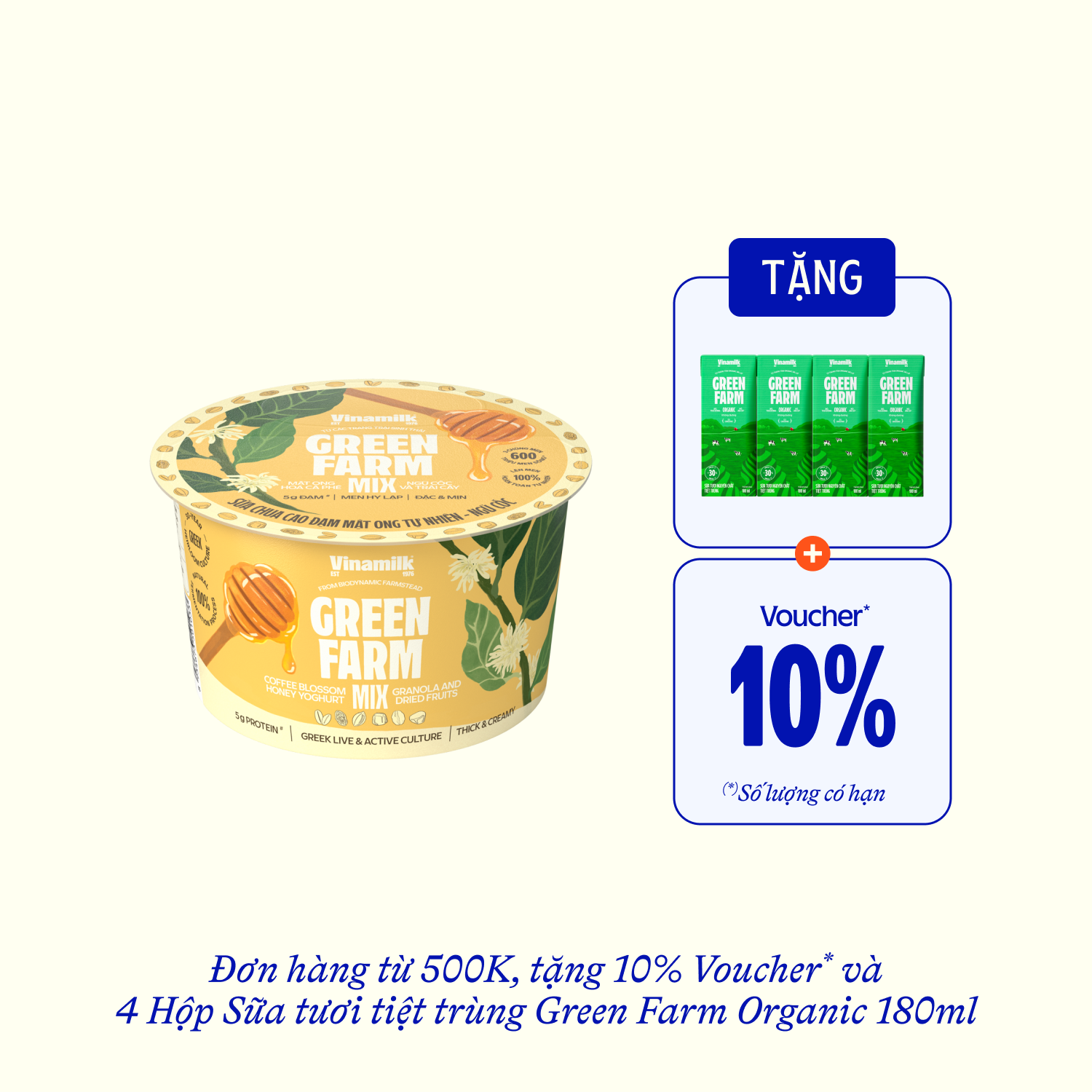 Spoonable Yoghurt Green Farm Coffee Blossom Honey with Granola 123g Thùng 16 hộp