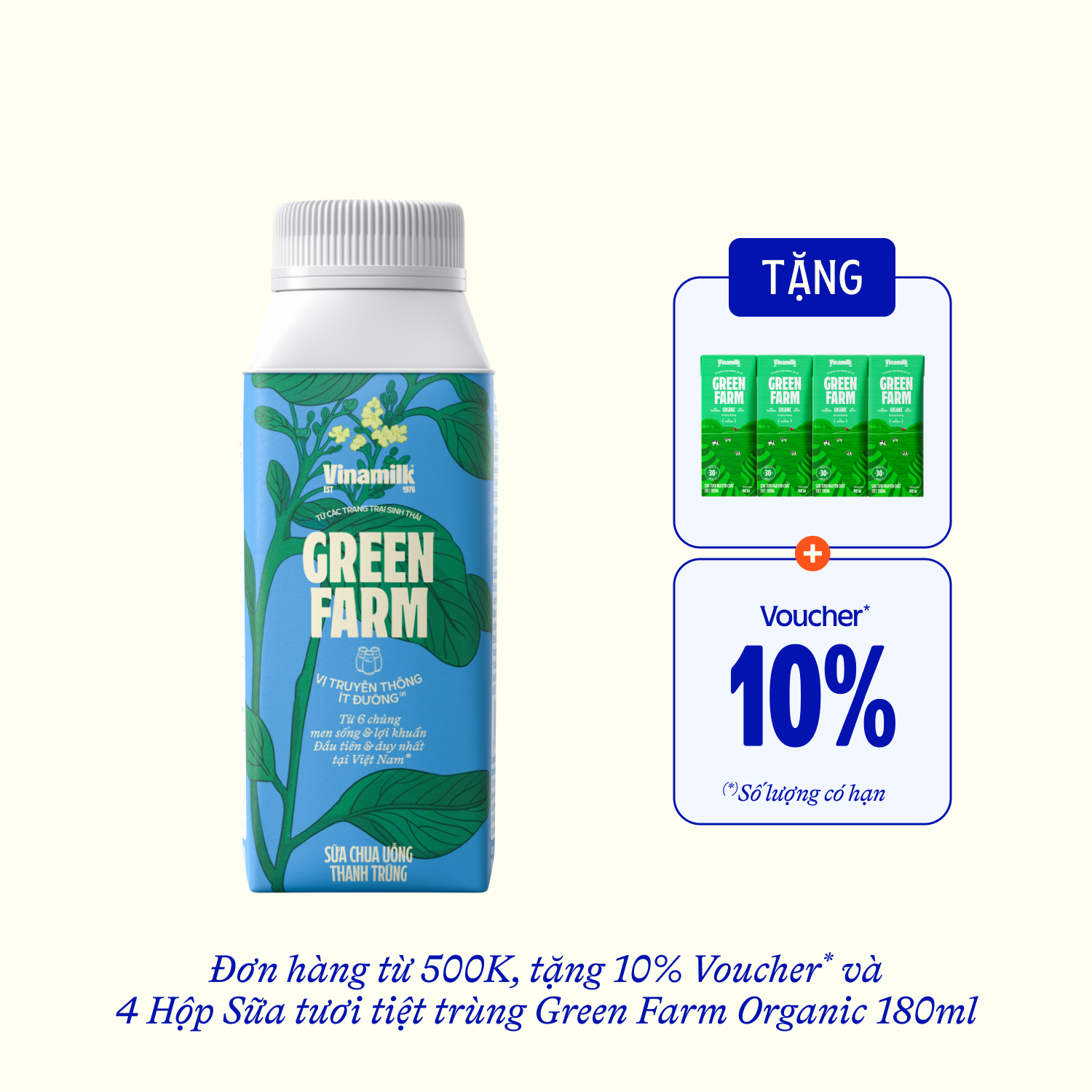 Pasteurized Drinking Yoghurt Green Farm Less Sugar 200ml Thùng 16 hộp