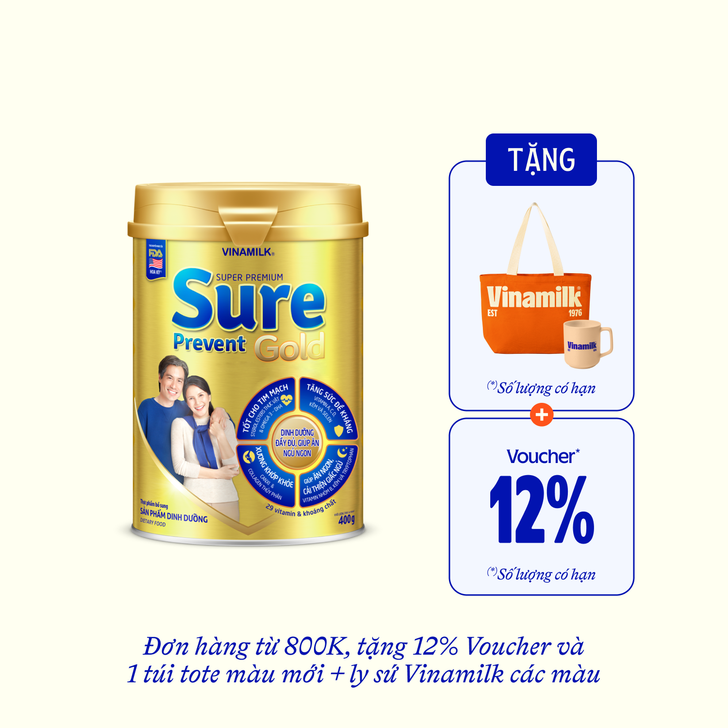 Sữa bột cho người lớn tuổi Sure Prevent Gold lon 400g Lẻ 1 lon