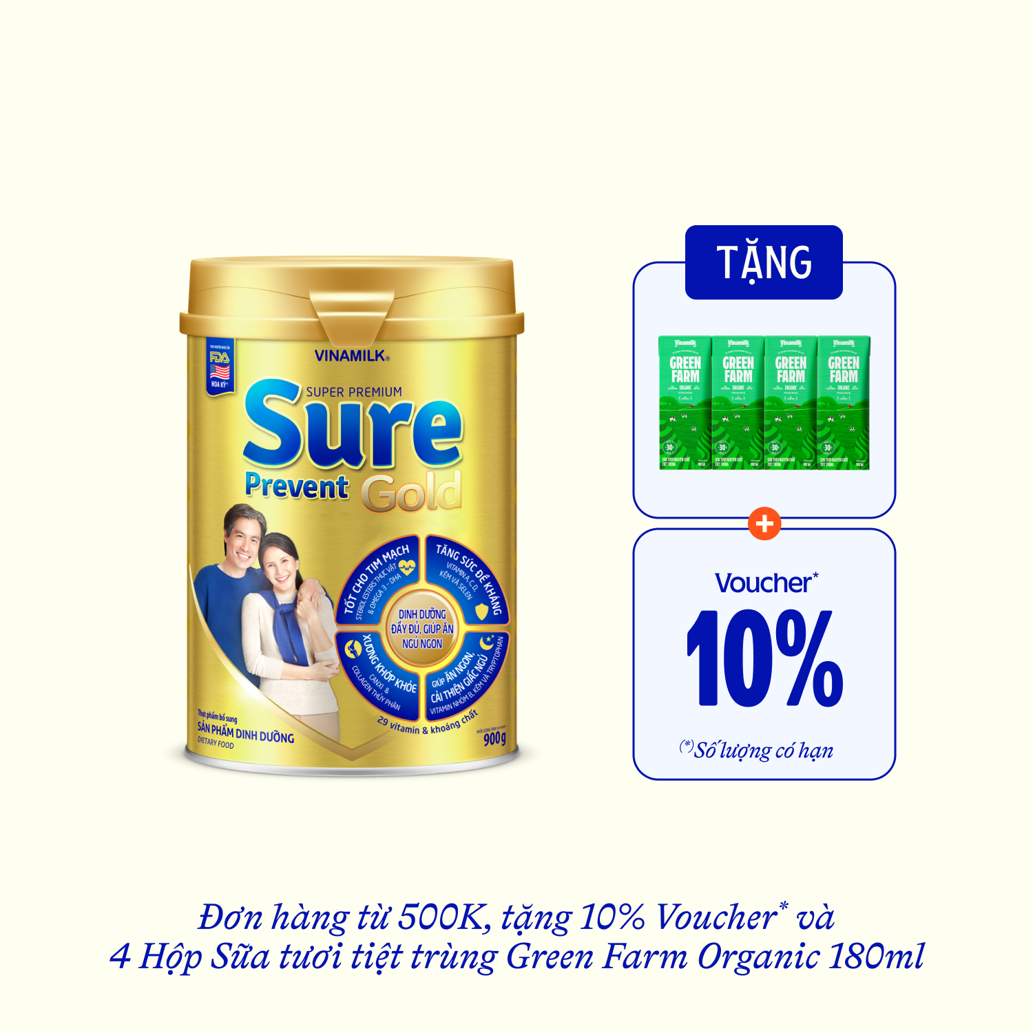 Sữa bột cho người lớn tuổi Sure Prevent Gold 900g Lẻ 1 lon