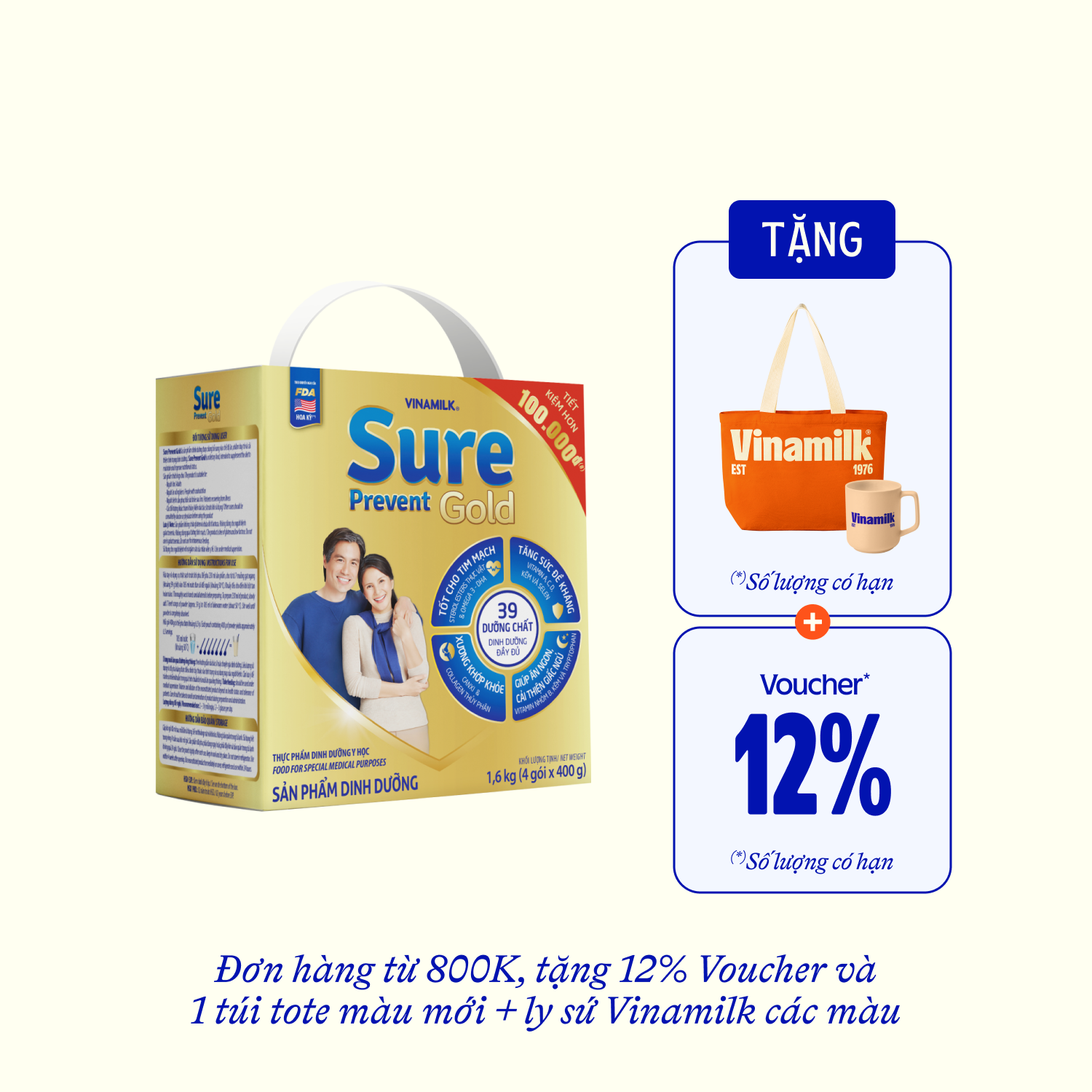Sữa bột cho người lớn tuổi Sure Prevent Gold túi 400g Hộp 4 túi