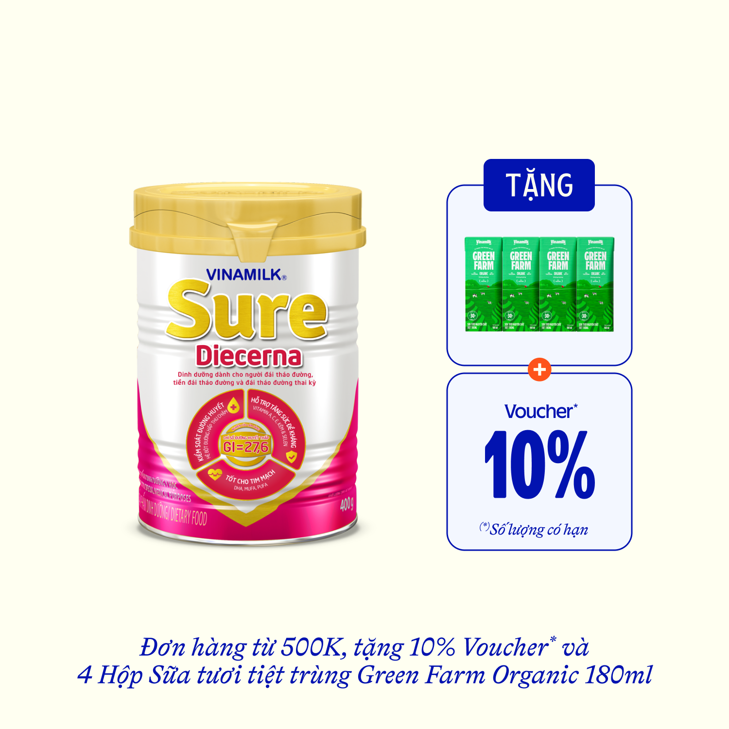 Nutrition for Diabetics Sure Diacerna 400g Lẻ 1 lon