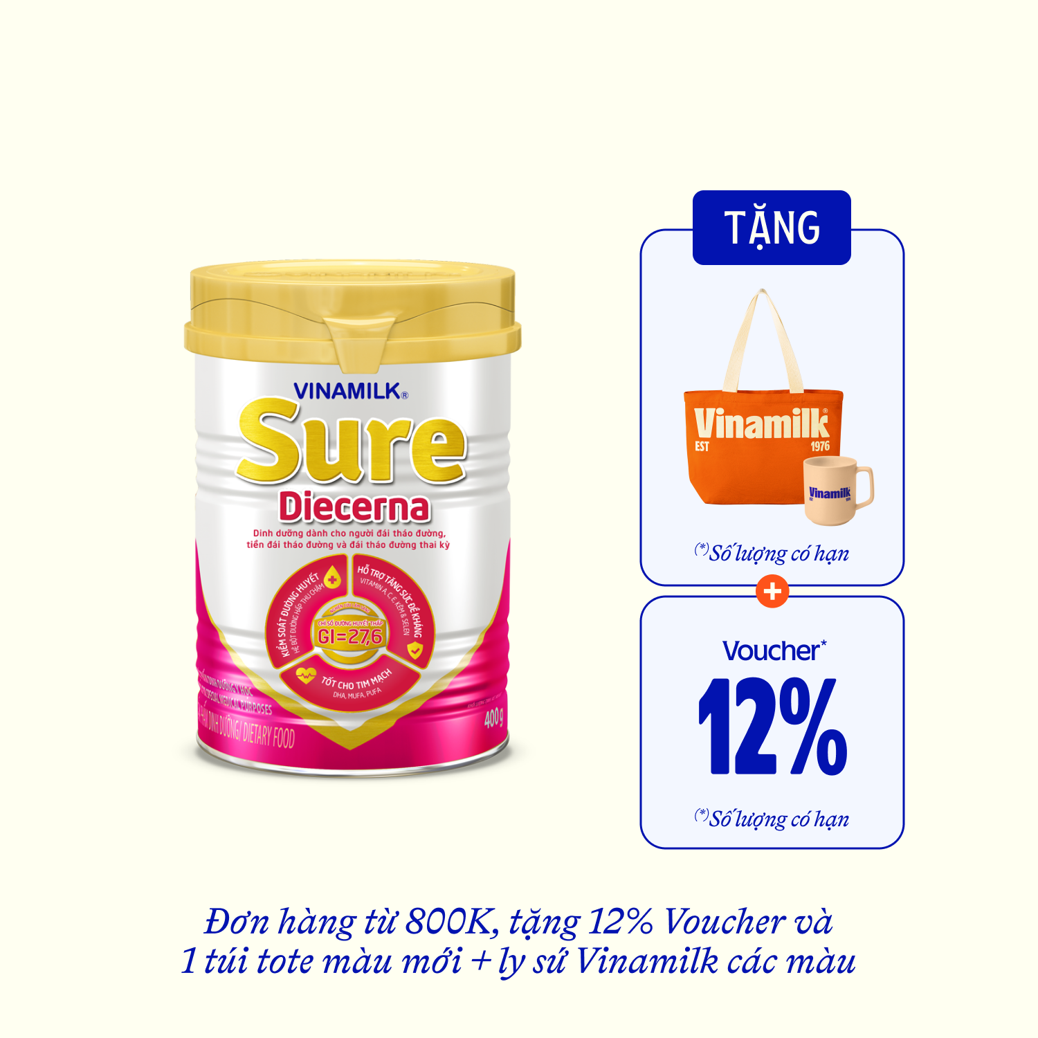 Sữa bột cho người tiểu đường Sure Diecerna 400g Lẻ 1 lon
