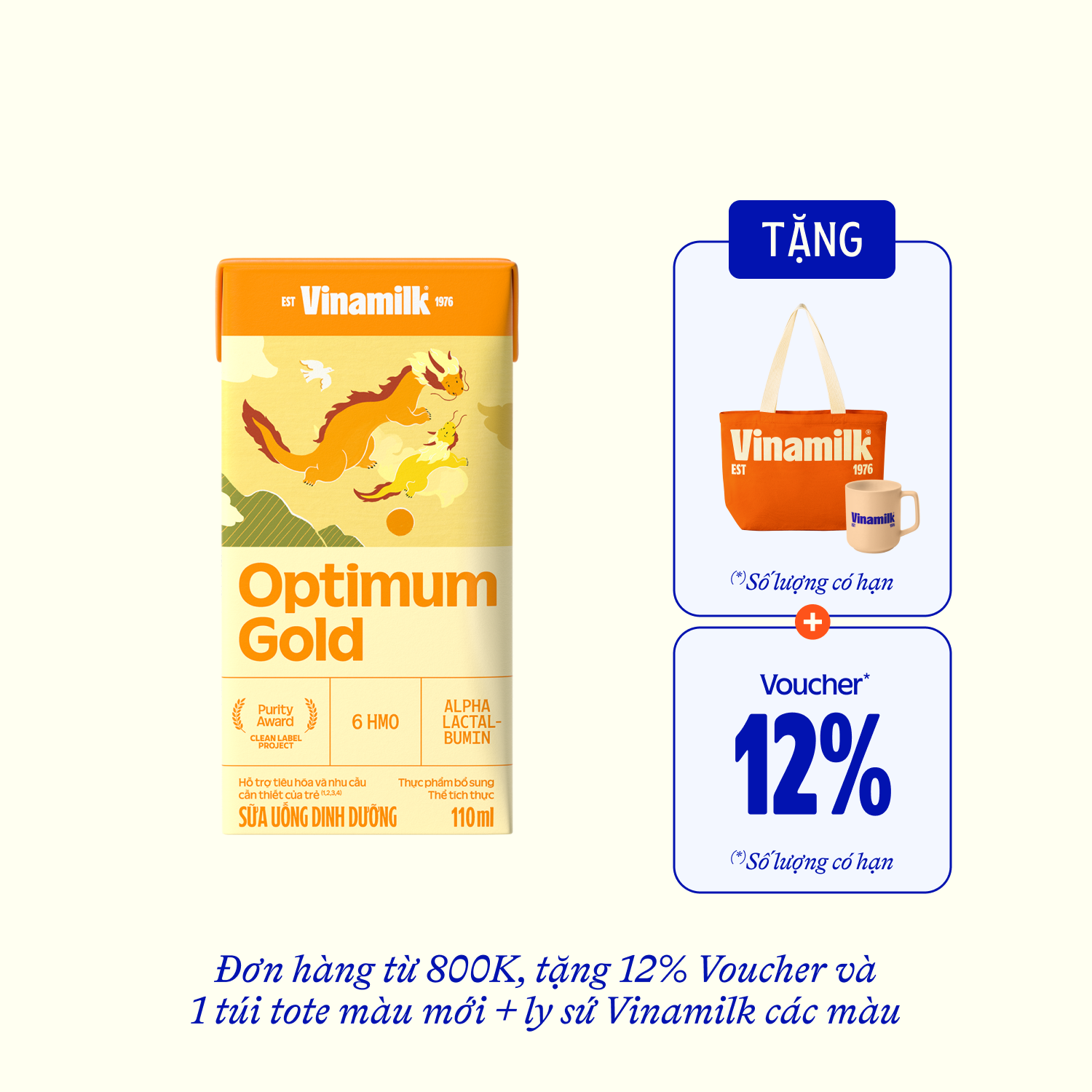 Sữa bột trẻ em pha sẵn Optimum Gold (trên 1 tuổi) 110ml Thùng 48 hộp