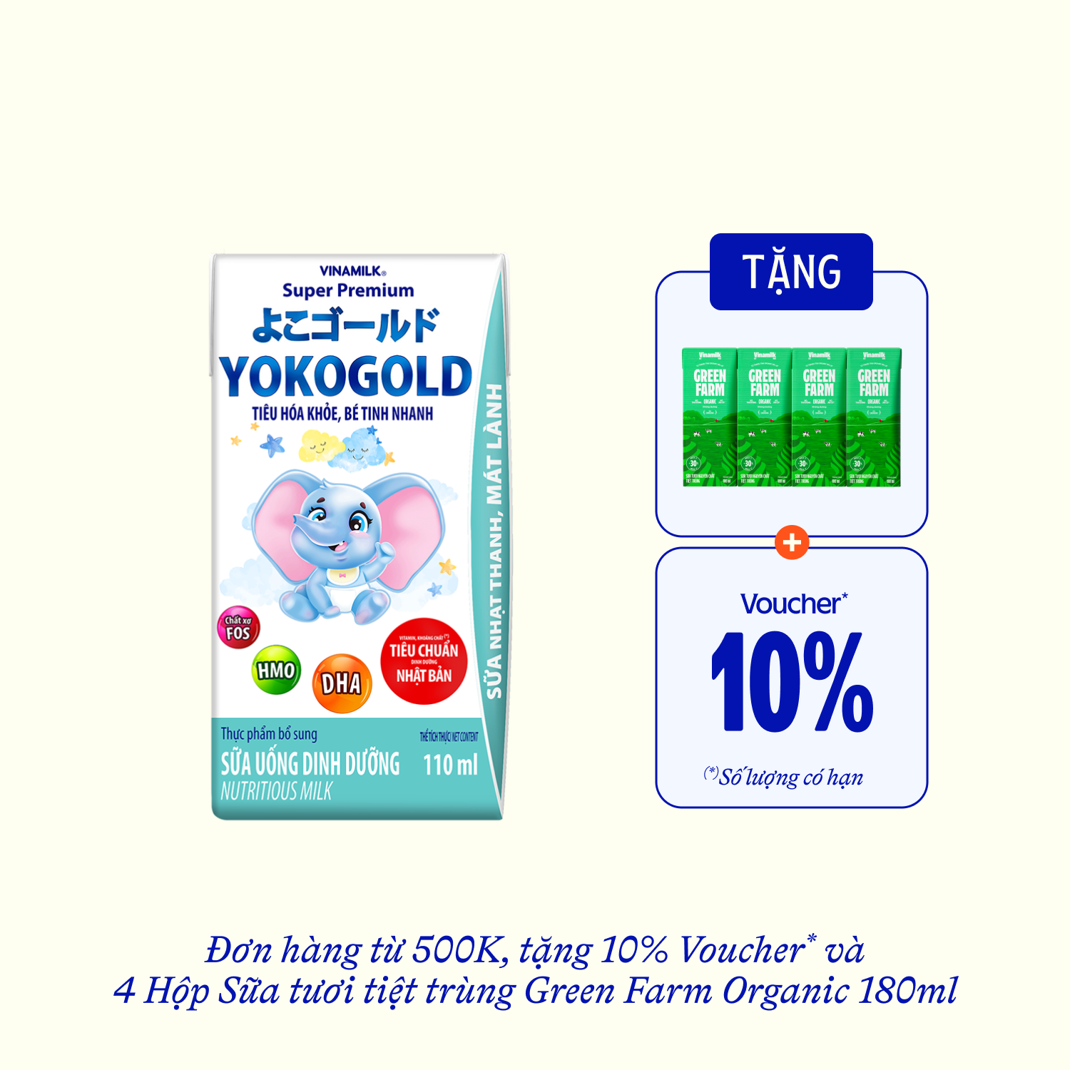 Sữa bột trẻ em pha sẵn YokoGold (trên 1 tuổi) 110ml Thùng 48 hộp