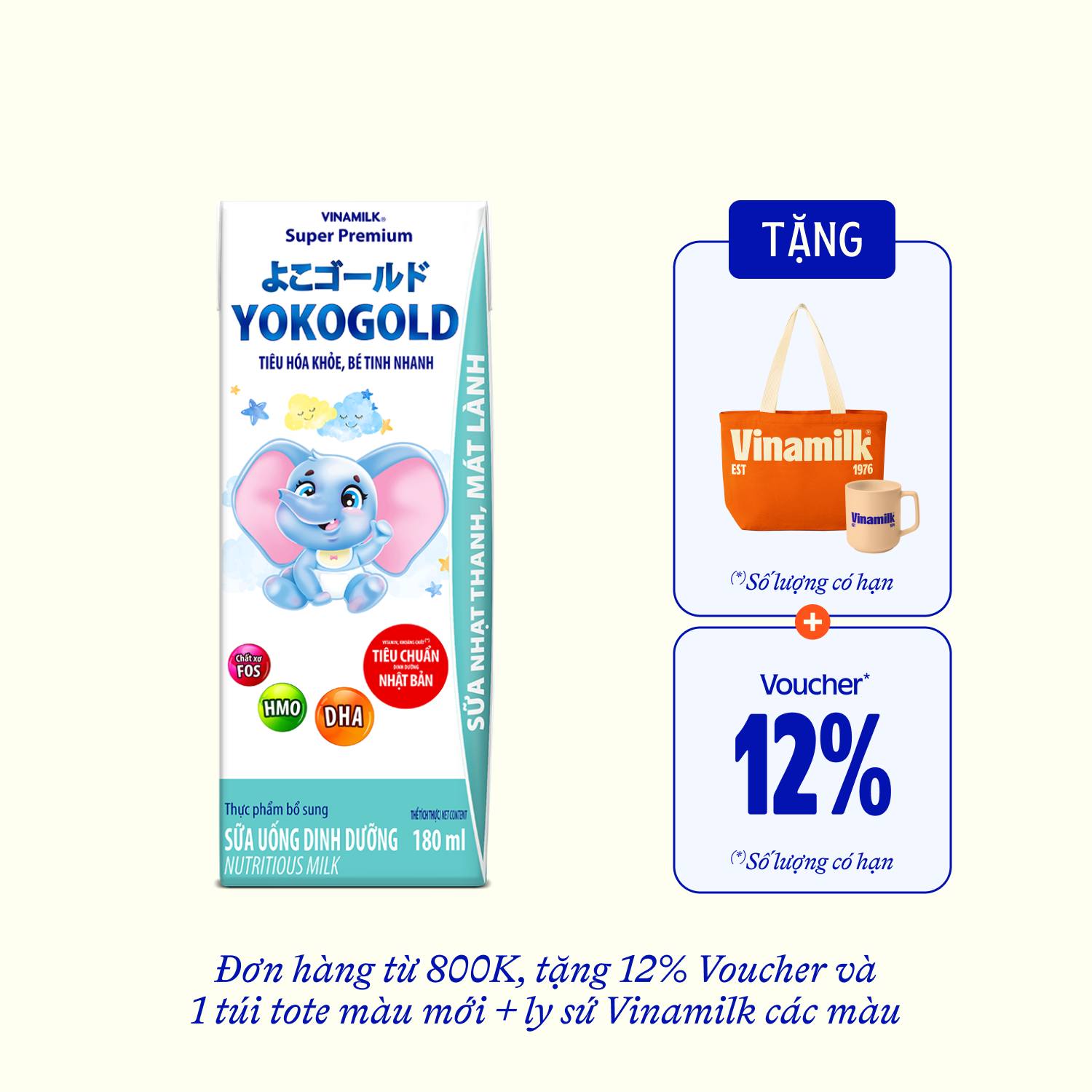 Sữa bột trẻ em pha sẵn YokoGold (trên 1 tuổi) 180ml Thùng 48 hộp