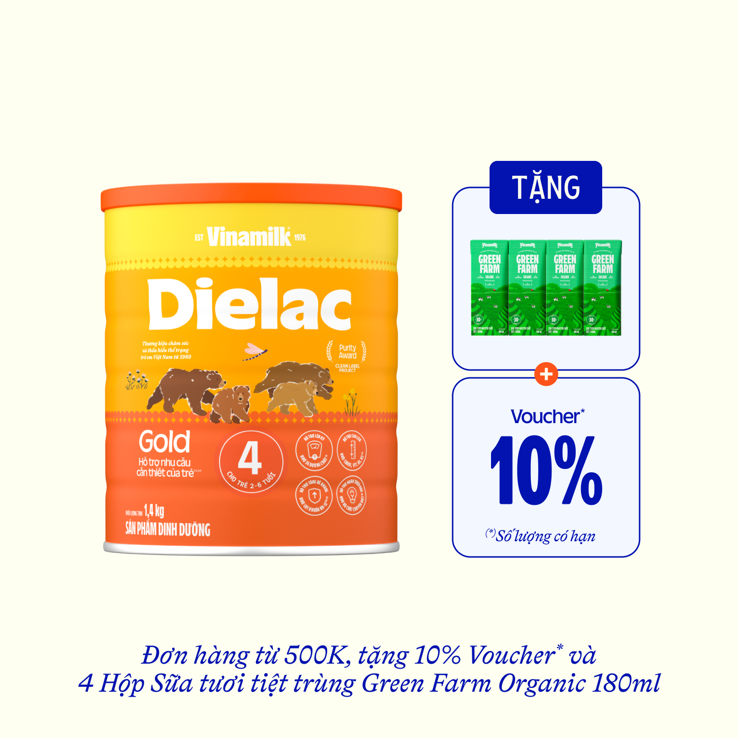 Infant Formula Dielac Gold 4 (2–6 Years) 1,4kg Lẻ 1 lon