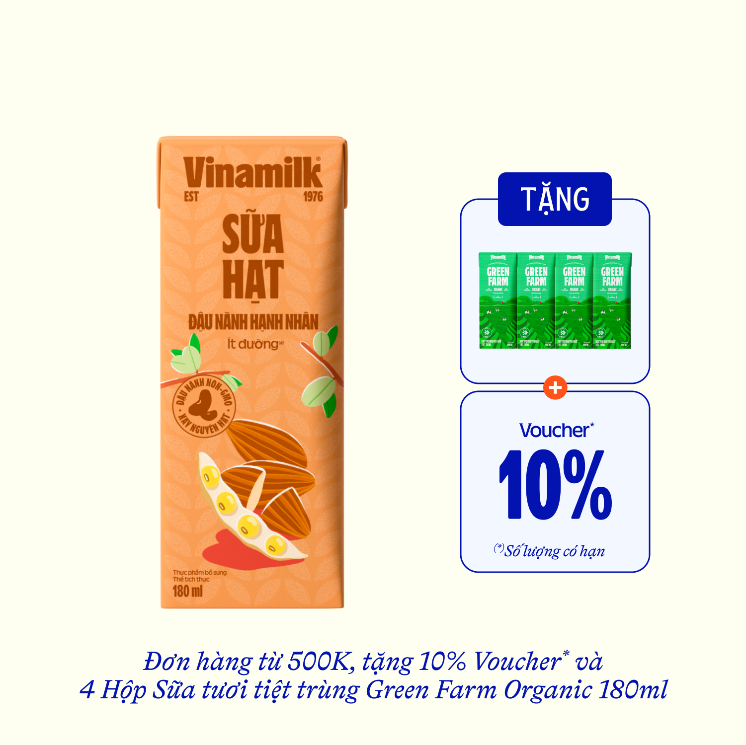 Nut Milk Vinamilk Soy & Almond 180ml Thùng 48 hộp