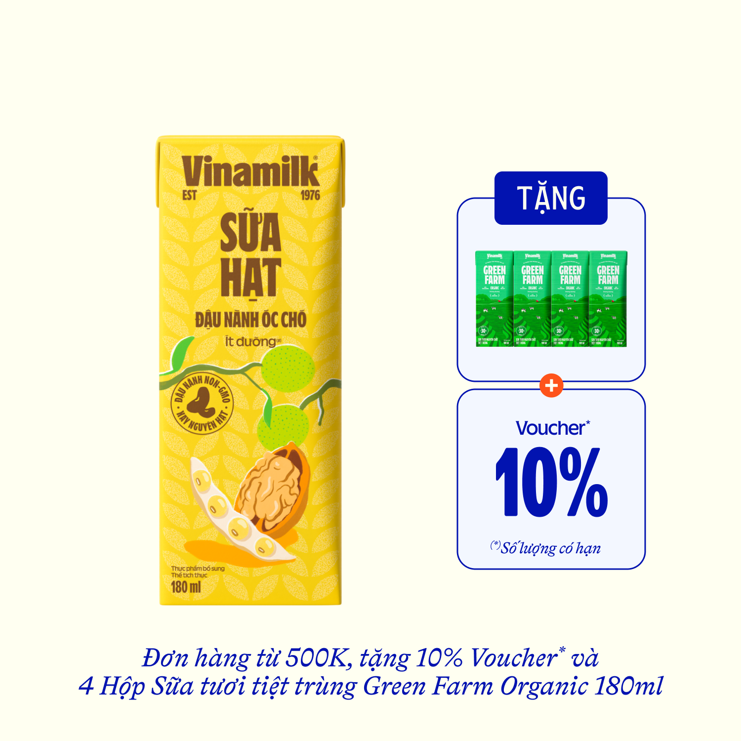 Nut Milk Vinamilk Soy & Walnut 180ml Thùng 48 hộp