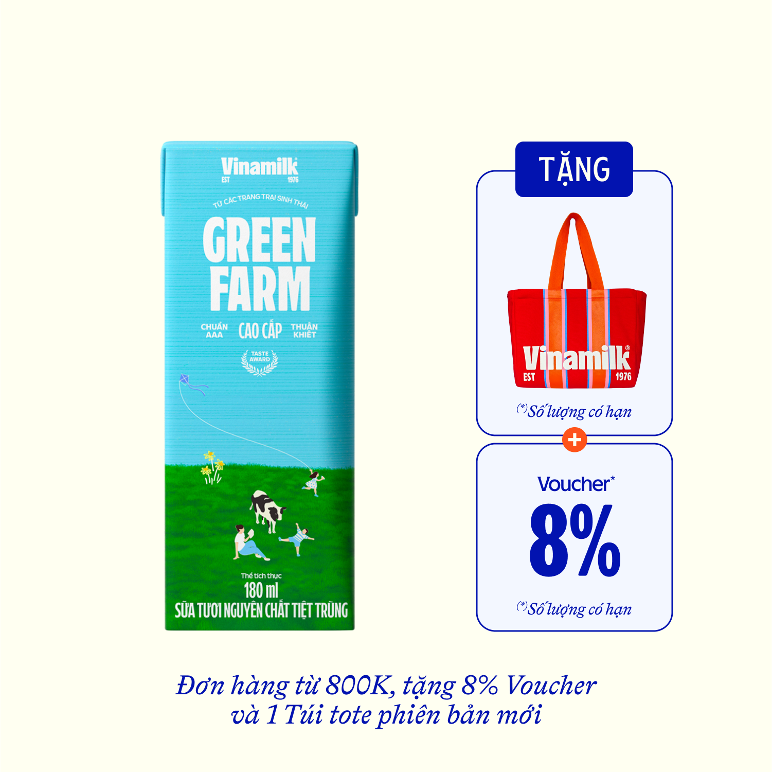 Sữa tươi tiệt trùng Green Farm Không đường 180ml Thùng 48 hộp