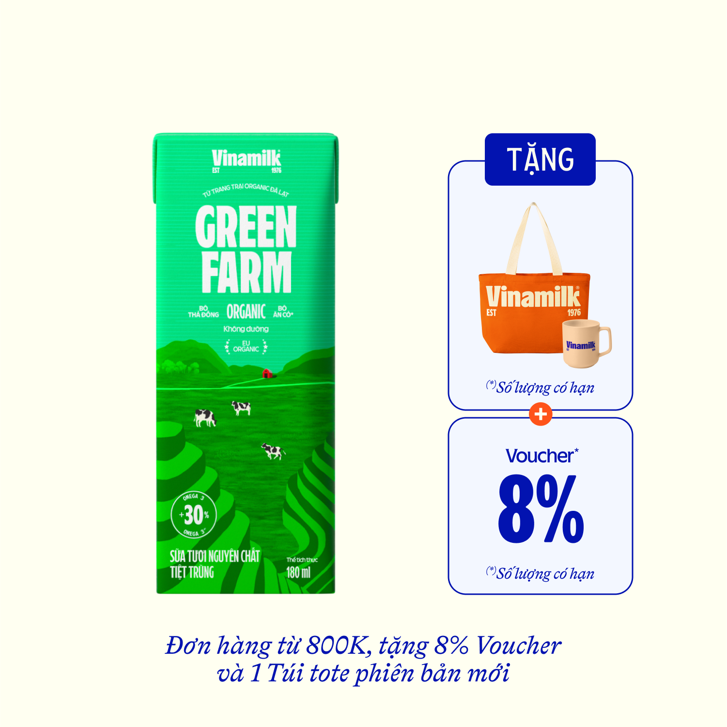 Sữa tươi tiệt trùng Green Farm Organic 180ml Thùng 48 hộp
