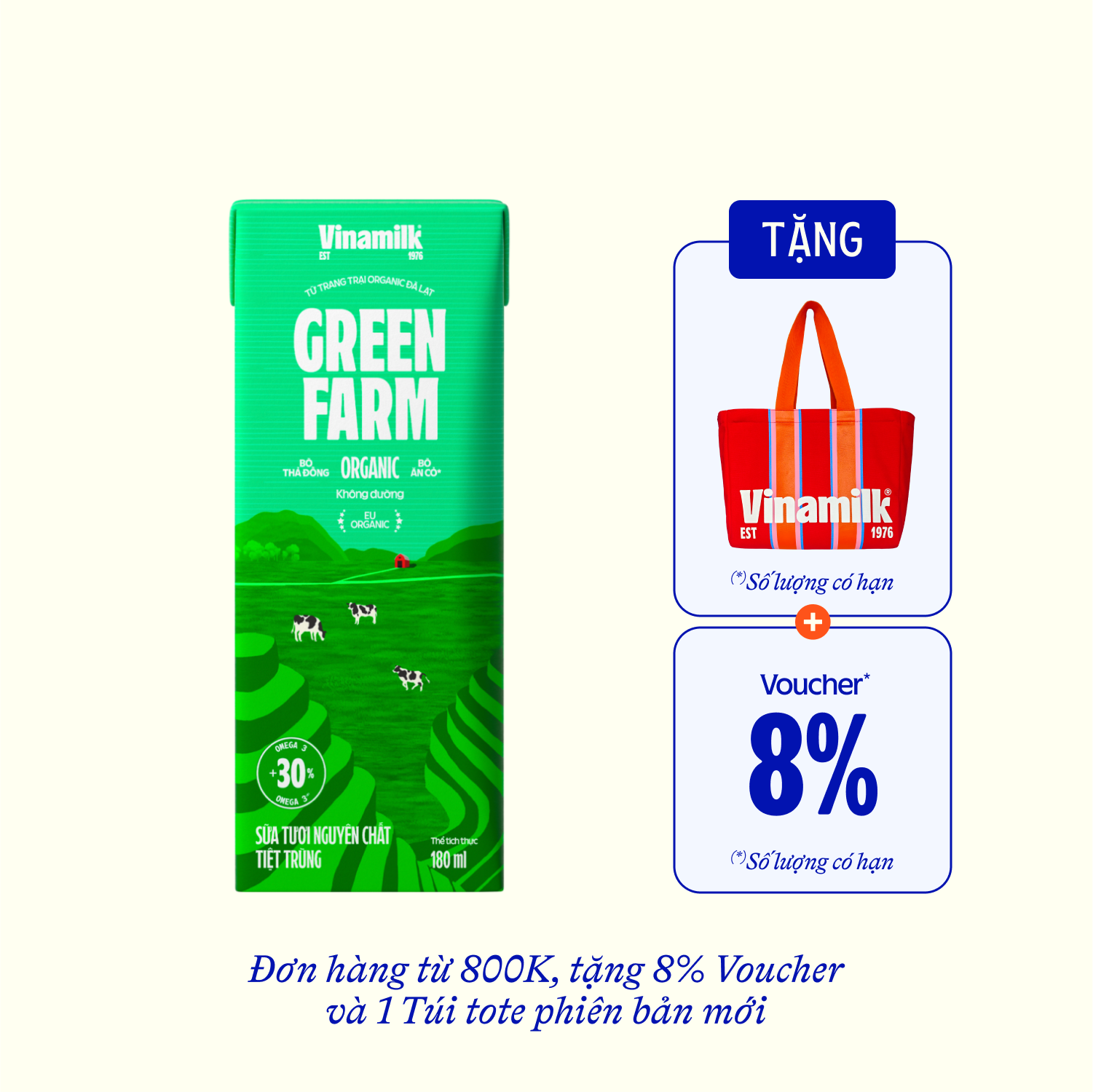 Sữa tươi tiệt trùng Green Farm Organic 180ml Thùng 48 hộp