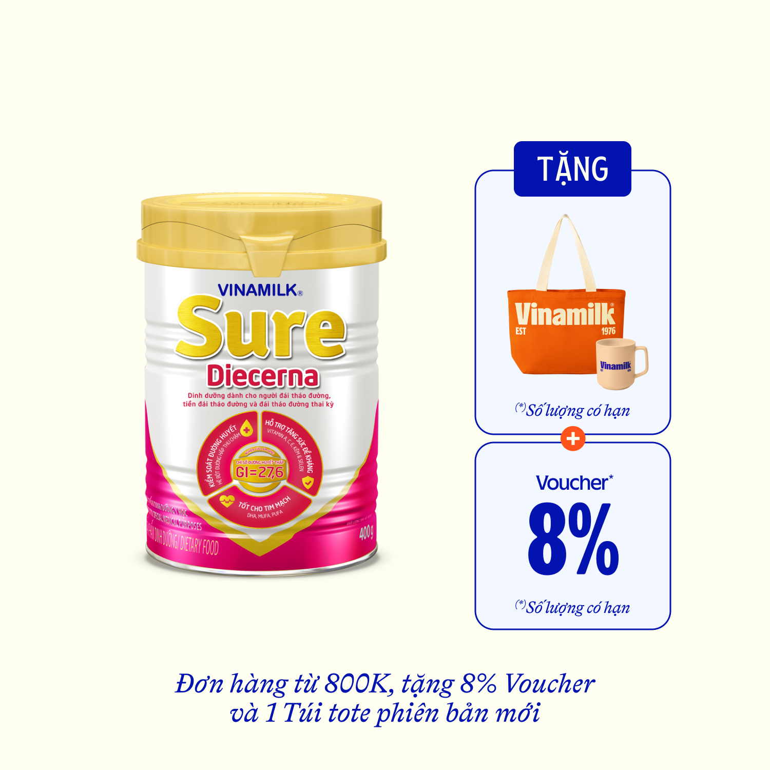 Sữa bột cho người tiểu đường Sure Diecerna 400g Lẻ 1 lon