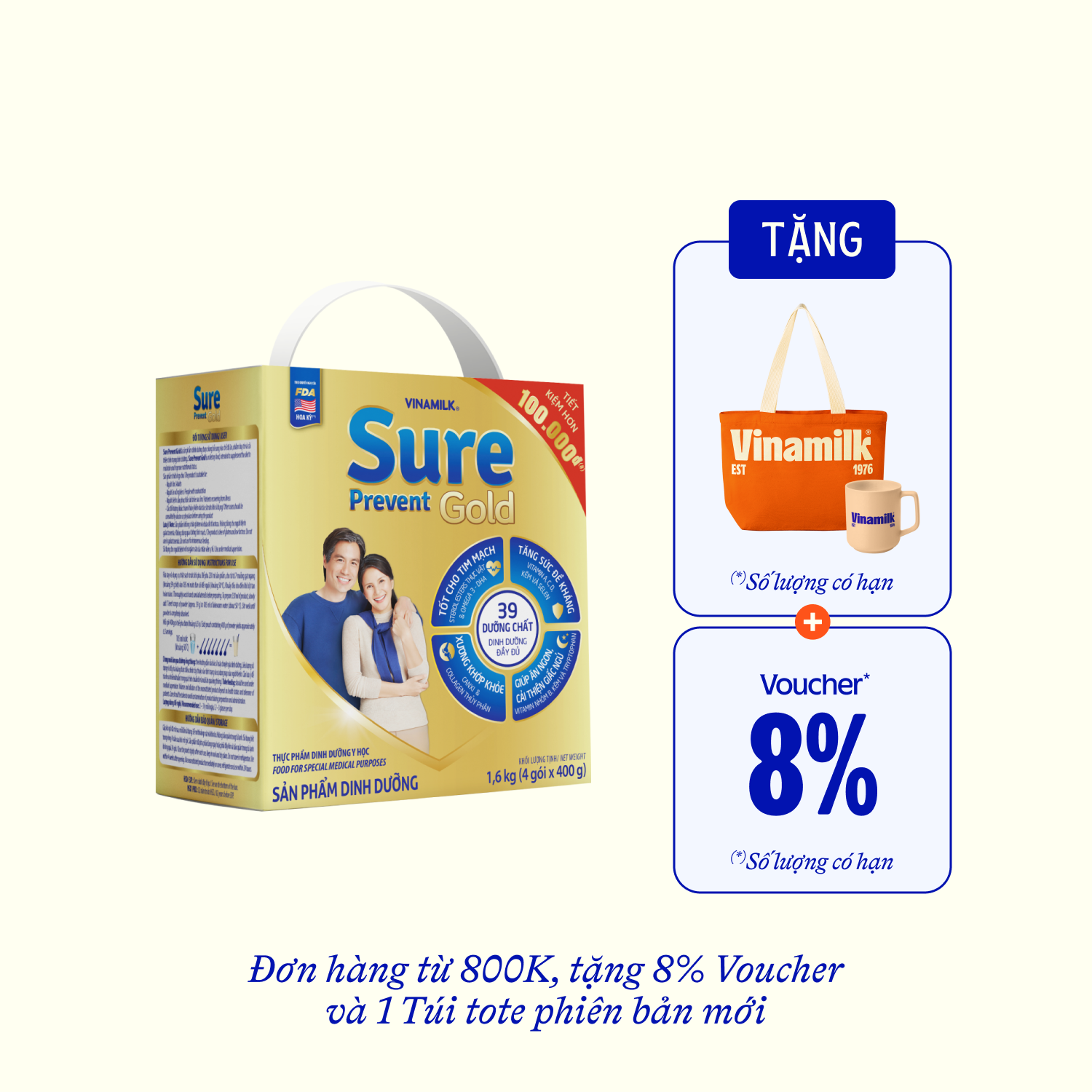 Sữa bột cho người lớn tuổi Sure Prevent Gold túi 400g Hộp 4 túi