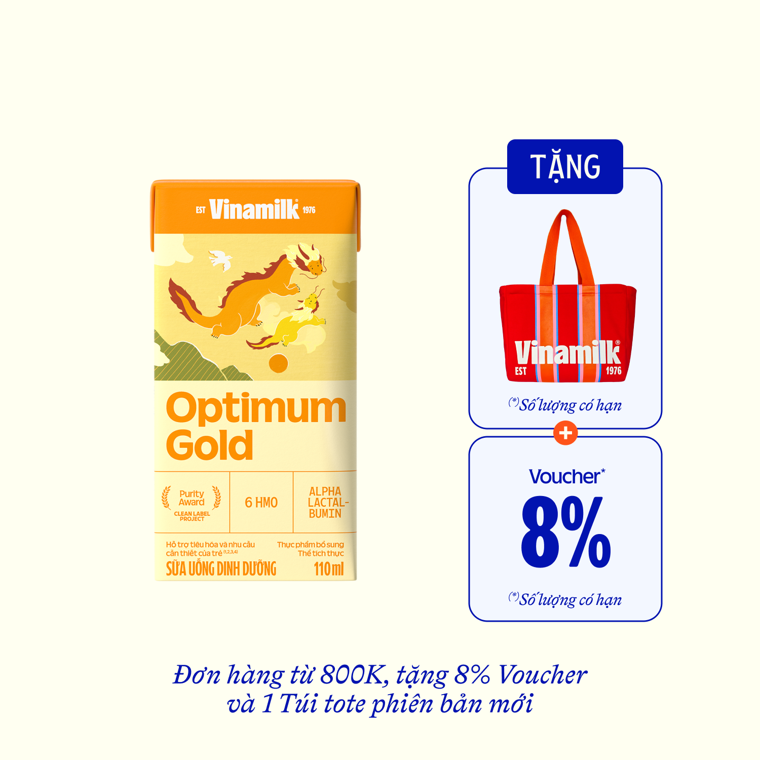 Sữa bột trẻ em pha sẵn Optimum Gold (trên 1 tuổi) 110ml Thùng 48 hộp