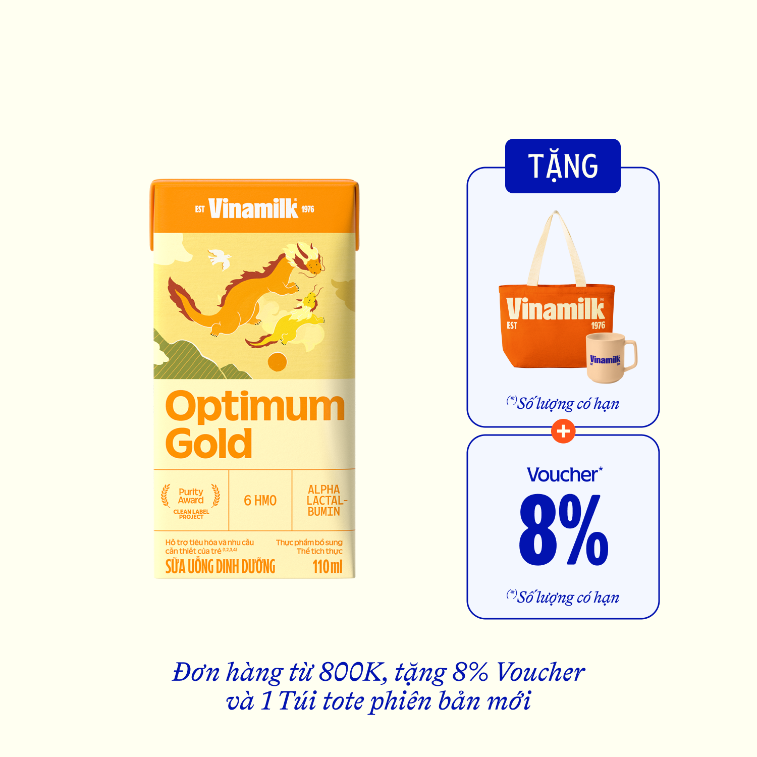 Sữa bột trẻ em pha sẵn Optimum Gold (trên 1 tuổi) 110ml Thùng 48 hộp