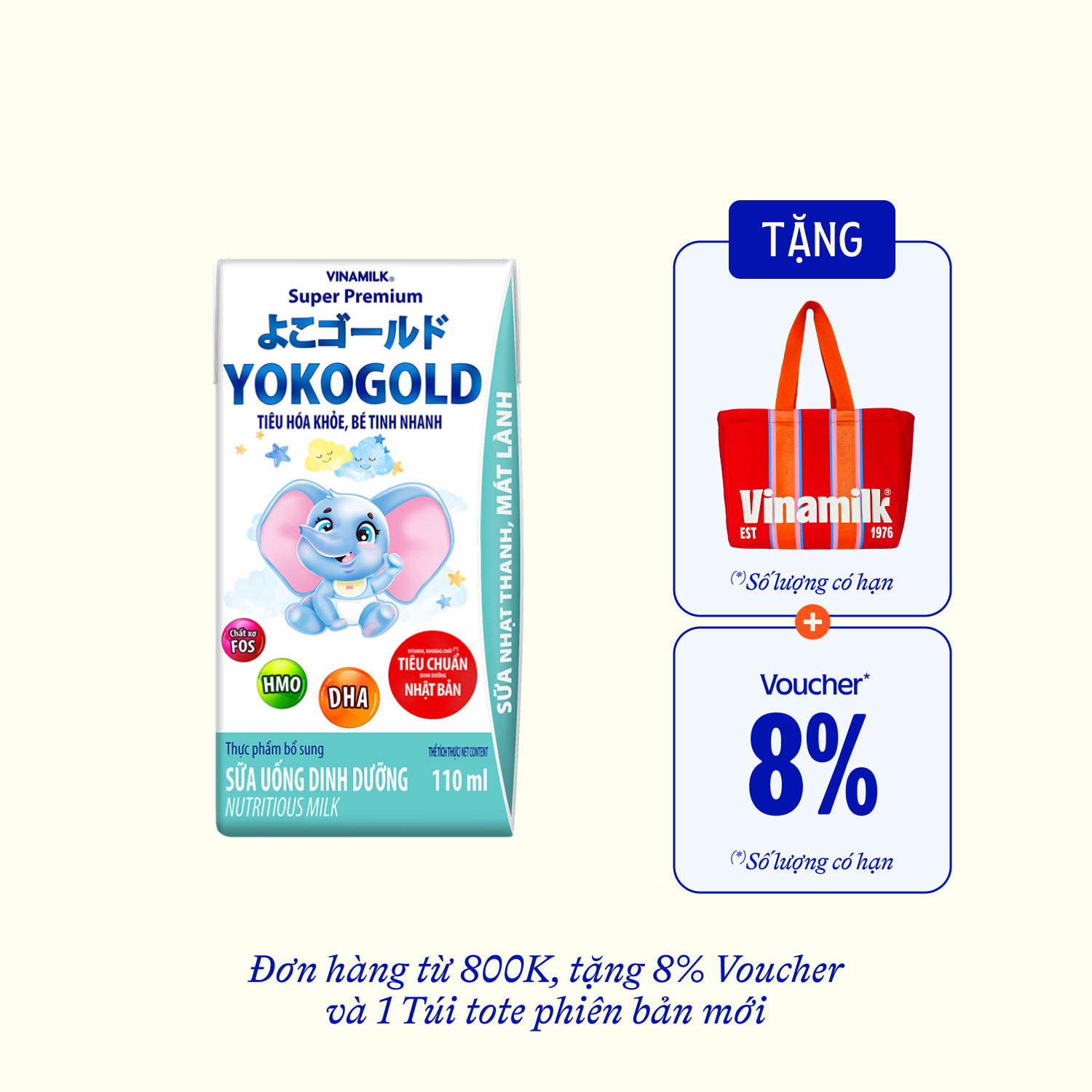 Sữa bột trẻ em pha sẵn YokoGold (trên 1 tuổi) 110ml Thùng 48 hộp
