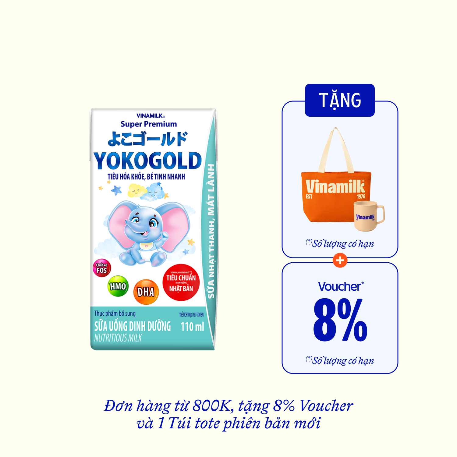 Sữa bột trẻ em pha sẵn YokoGold (trên 1 tuổi) 110ml Thùng 48 hộp
