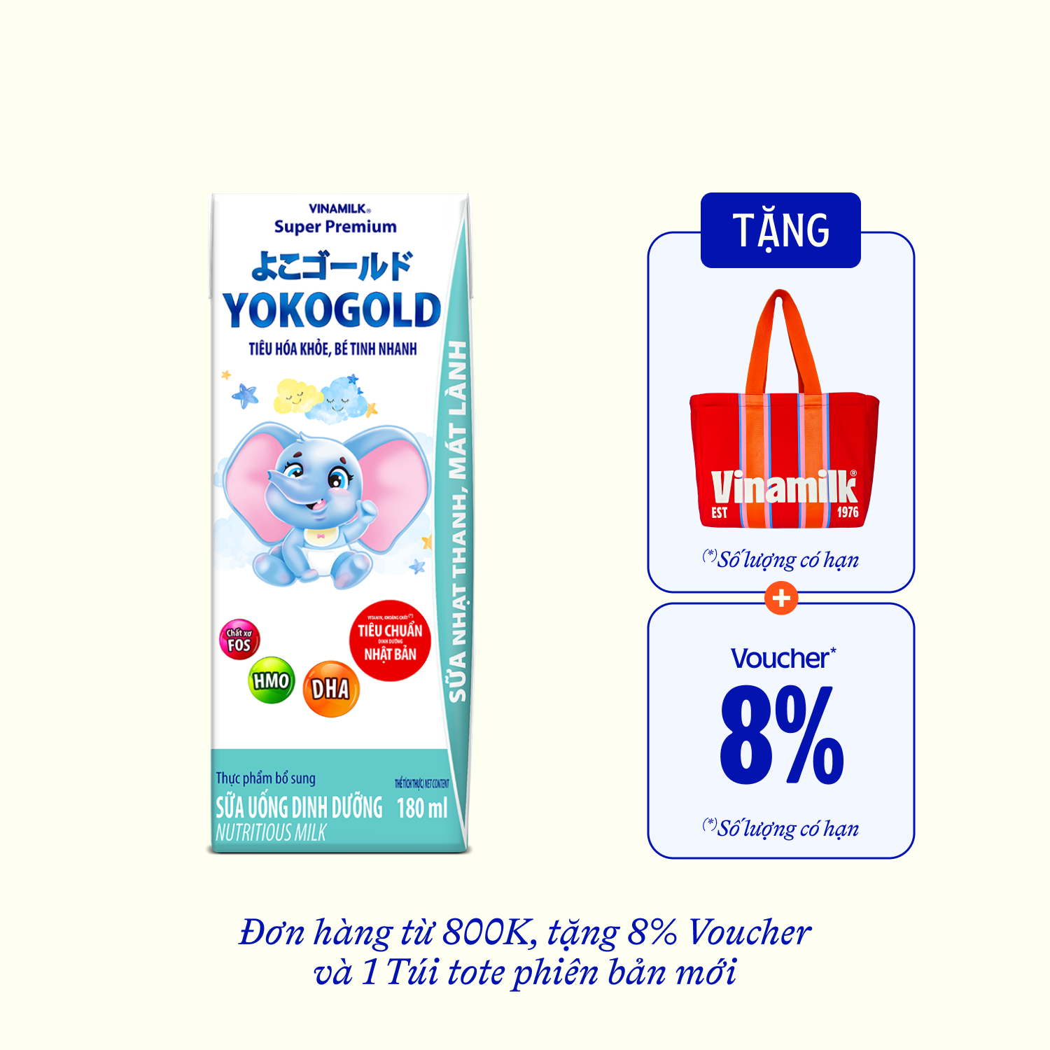 Sữa bột trẻ em pha sẵn YokoGold (trên 1 tuổi) 180ml Thùng 48 hộp