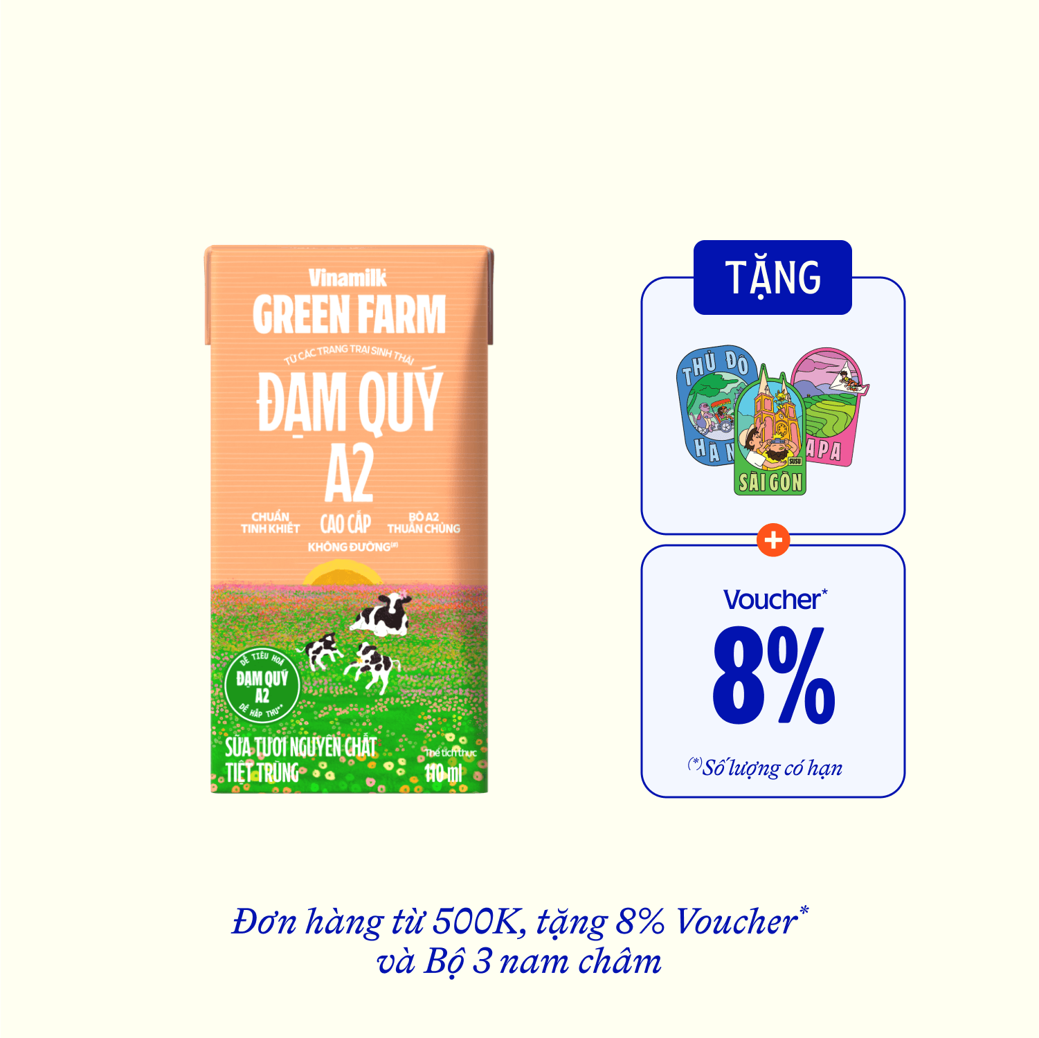 Sữa tươi tiệt trùng Green Farm A2 không đường 110ml Thùng 48 hộp