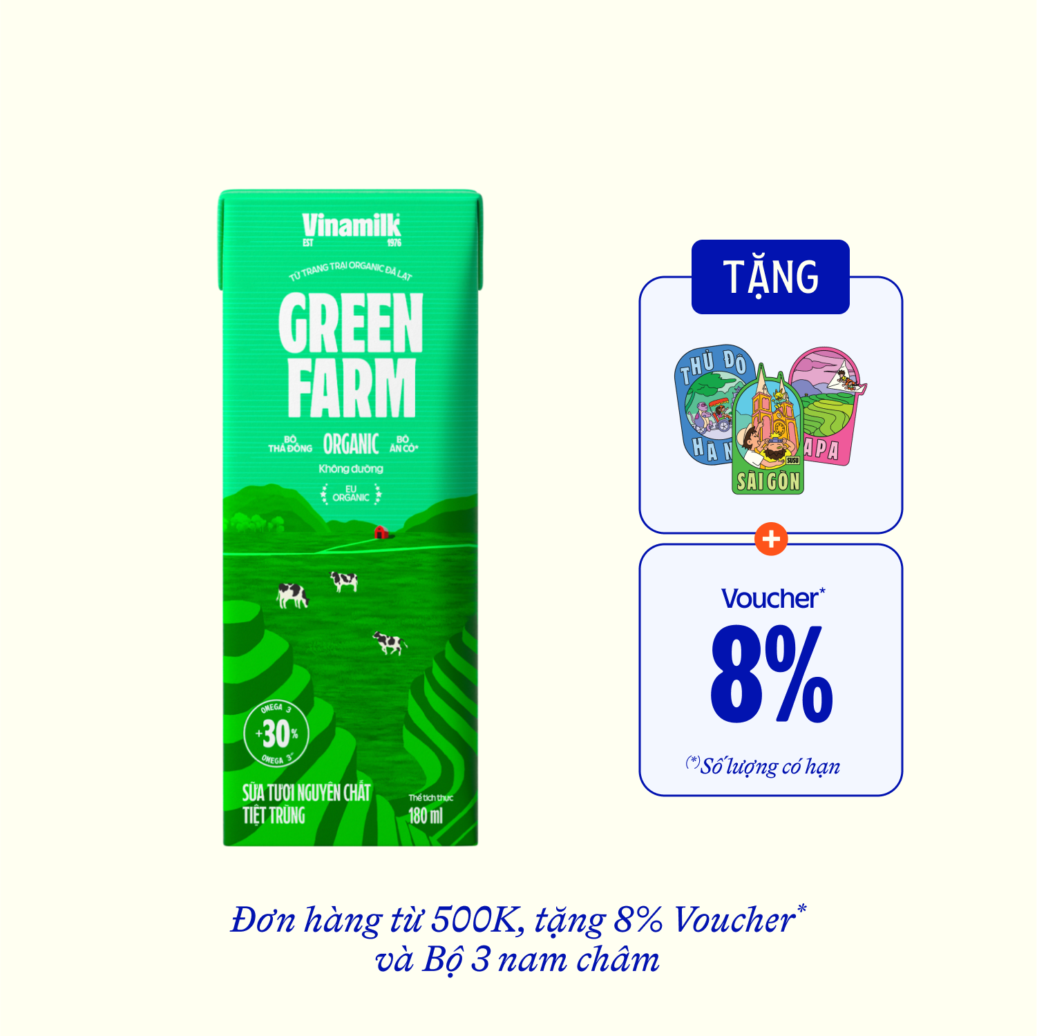 Sữa tươi tiệt trùng Green Farm Organic 180ml Thùng 48 hộp