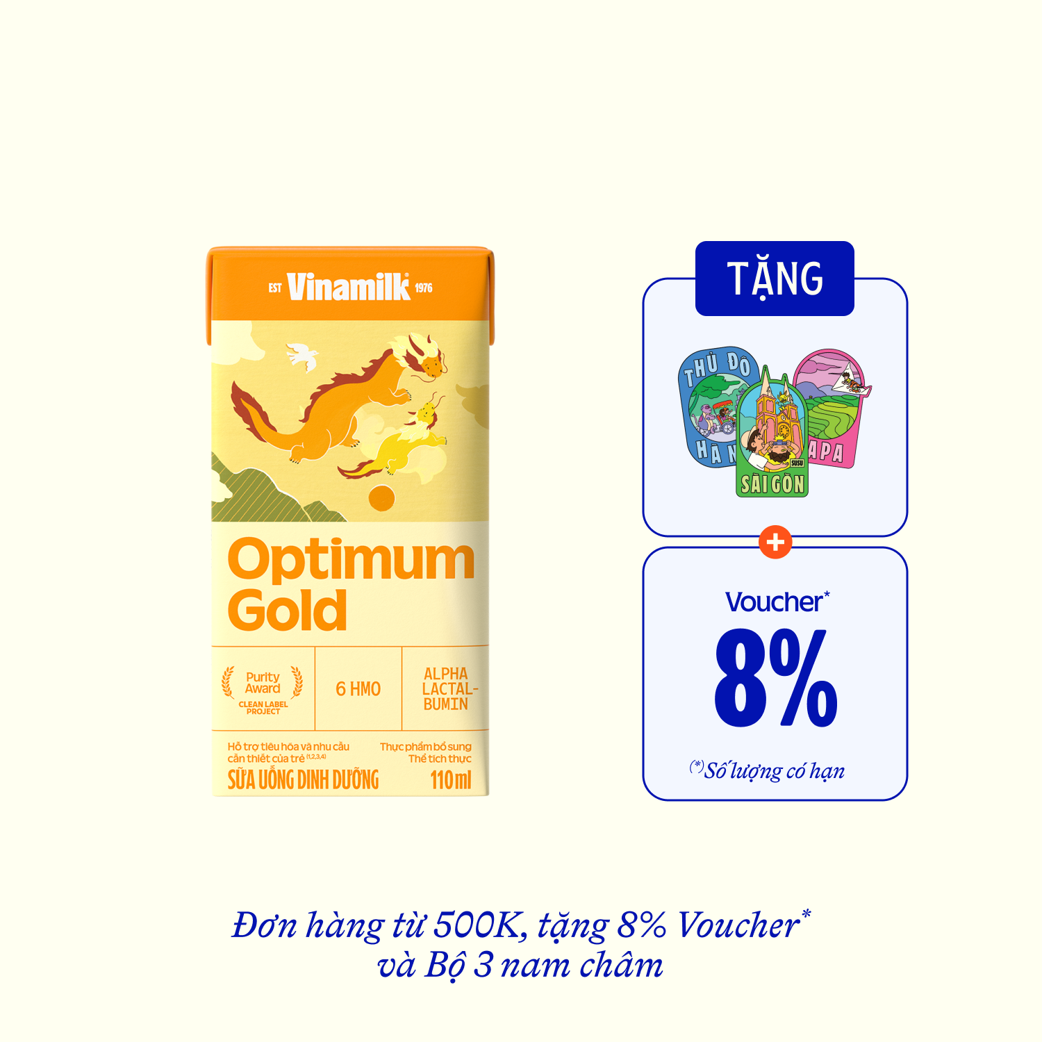 Sữa bột trẻ em pha sẵn Optimum Gold (trên 1 tuổi) 110ml Thùng 48 hộp