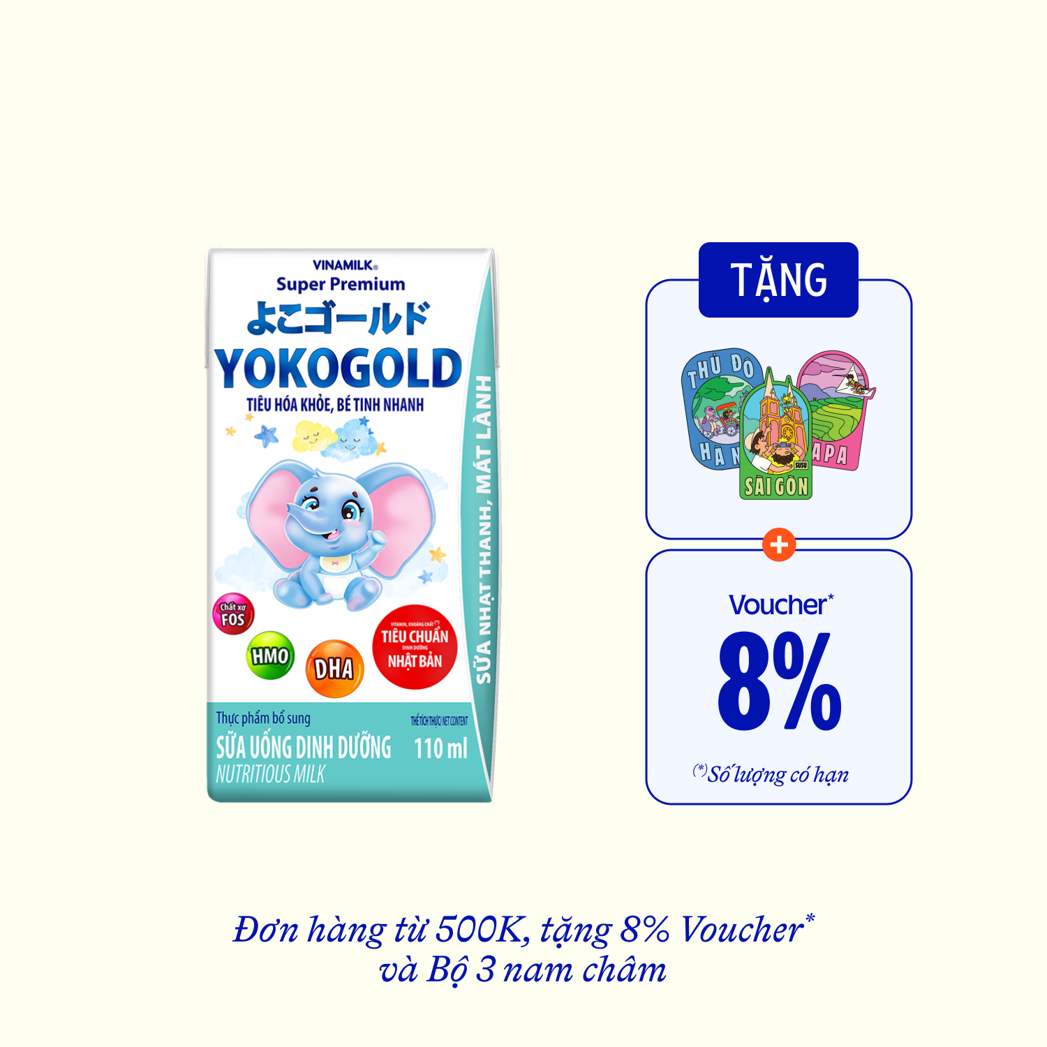 Sữa bột trẻ em pha sẵn YokoGold (trên 1 tuổi) 110ml Thùng 48 hộp