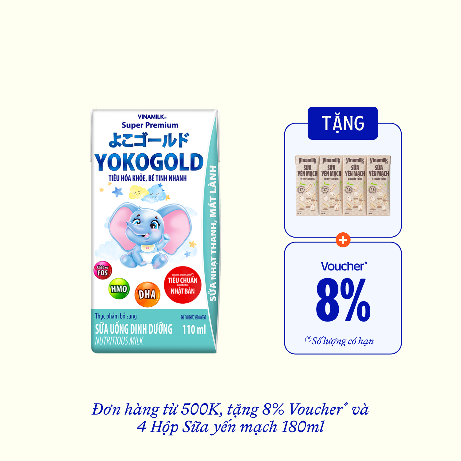 Sữa bột trẻ em pha sẵn YokoGold (trên 1 tuổi) 110ml Thùng 48 hộp