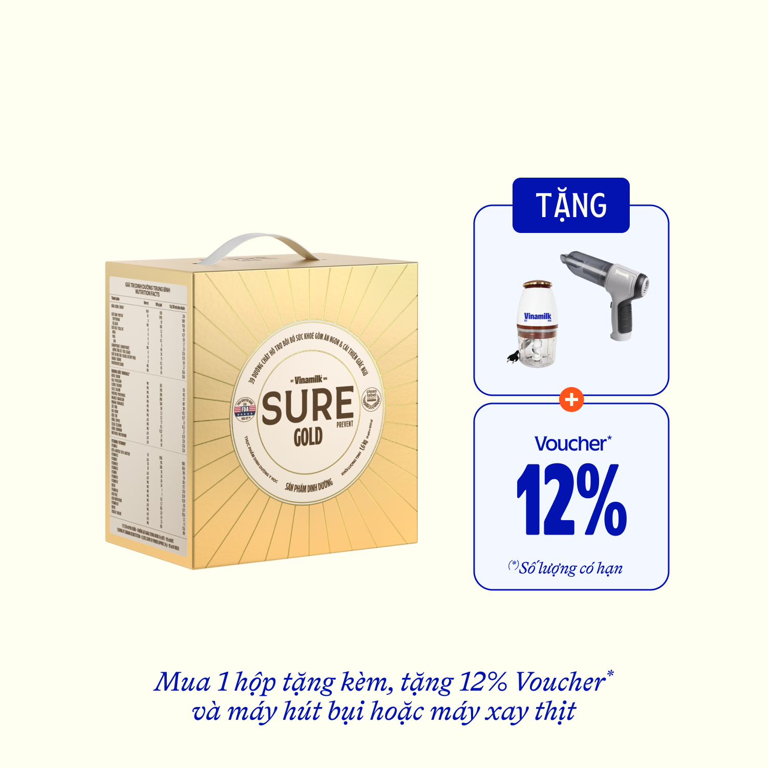Sữa bột cho người lớn tuổi Sure Gold 1.6kg Hộp 4 túi 400g