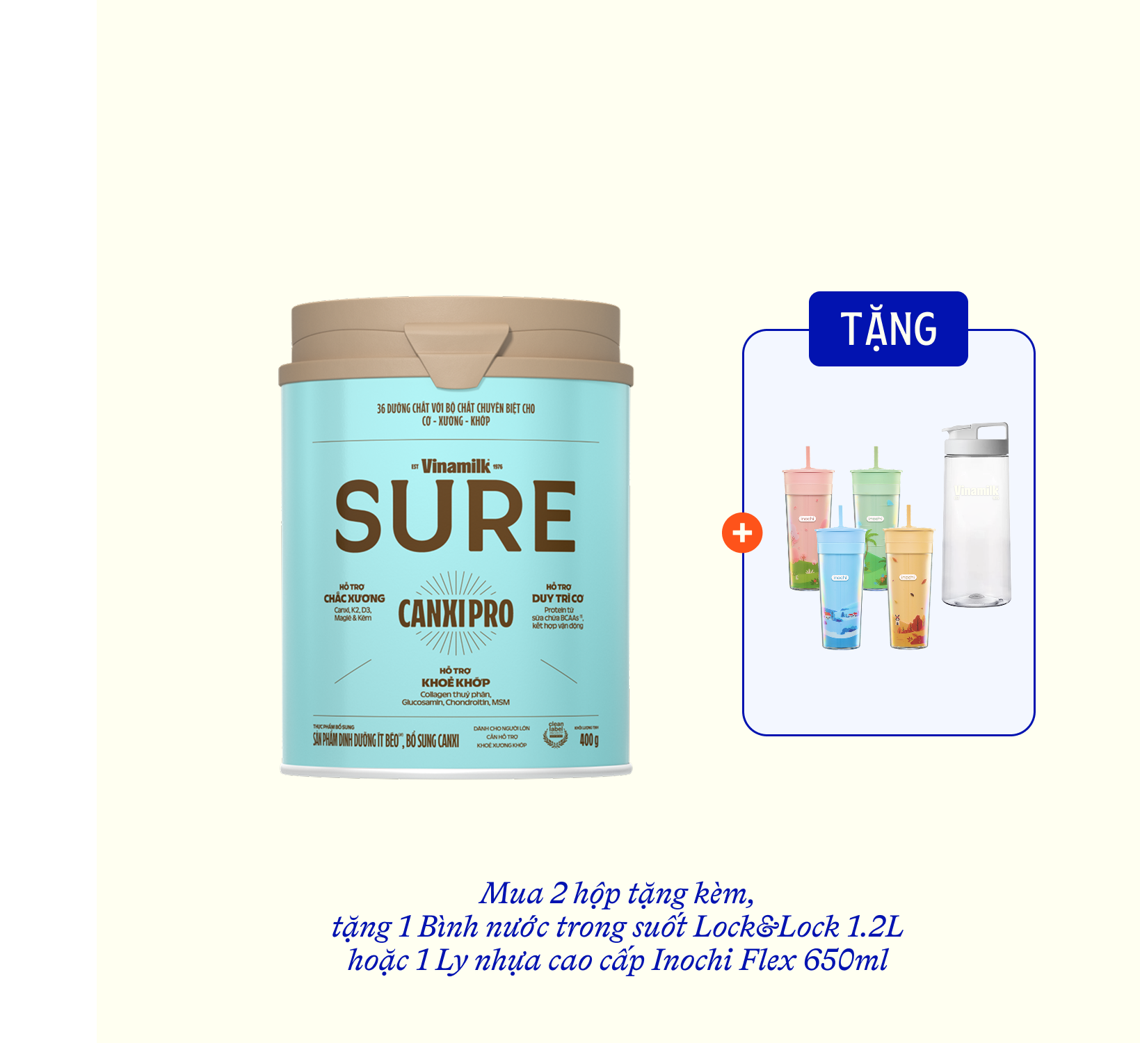 Sữa bột cho người lớn tuổi Sure CanxiPro 400g Lẻ 1 lon