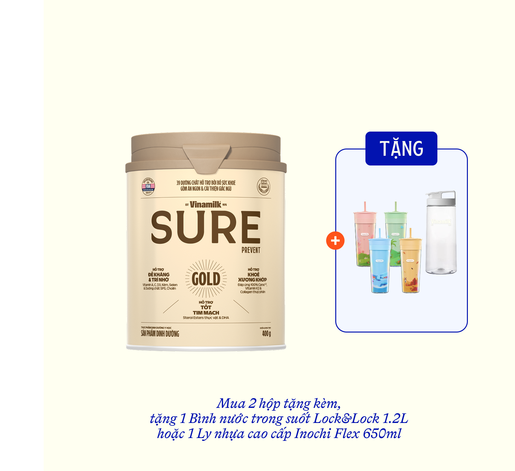 Sữa bột cho người lớn tuổi Sure Gold 400g Thùng 24 hộp