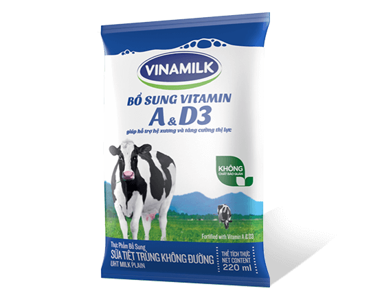 Vinamilk袋装牛奶 无糖<br>220ml和200ml