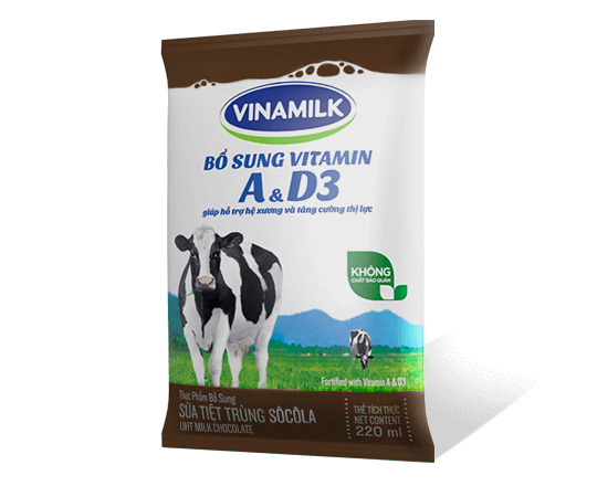 Vinamilk袋装牛奶 巧克力味<br>220ml和200ml