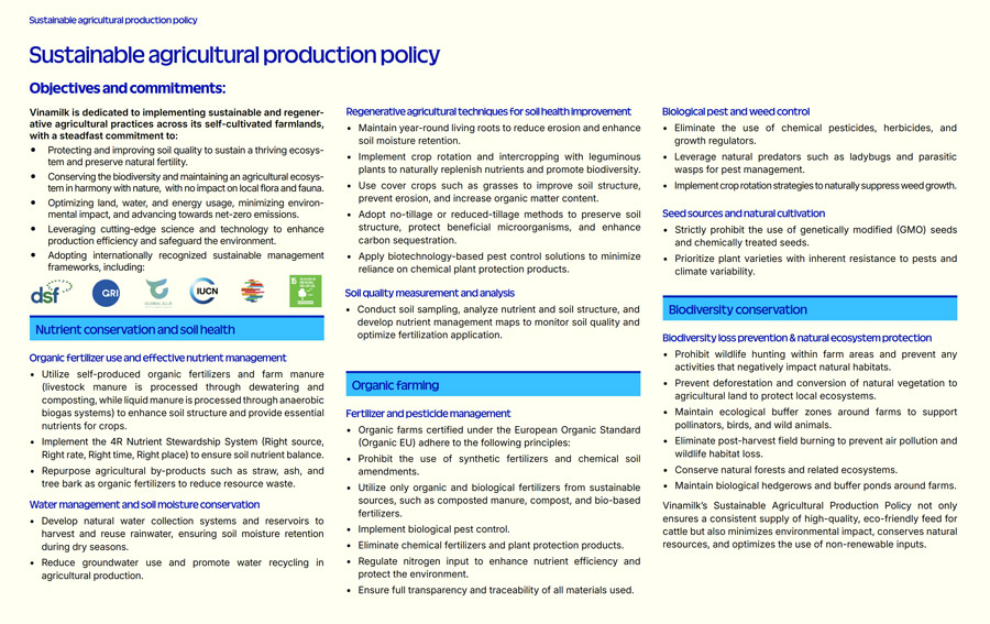 Sustainable agricultural production policy