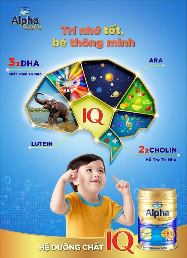 Dielac Alpha Gold với công thức IQ hỗ trợ trí nhớ tốt, bé thông minh