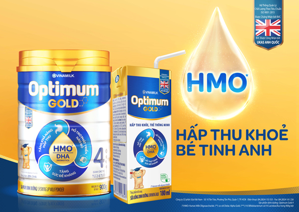 Dielac Optimum Gold với HMO giúp bé hấp thu khỏe