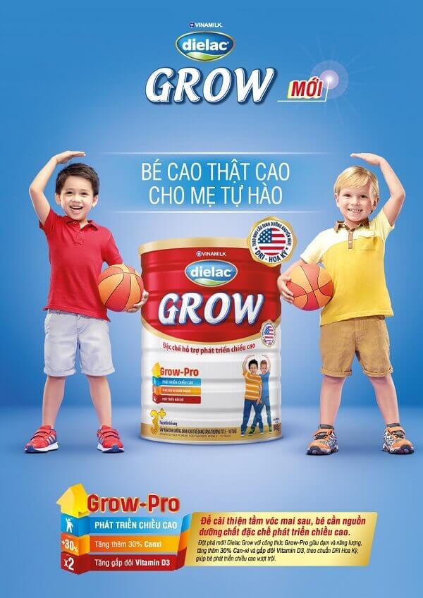 Dielac Grow đáp ứng tốt nhu cầu phát triển chiều cao của các bé bình thường
